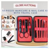 10-PCS MANICURE & NAIL CARE  KIT W/ TRAVEL CASE
