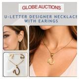 U-LETTER DESIGNER NECKLACE WITH EARINGS