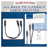 6in MALE TO 2-FEMALE CABLE SPLITTER