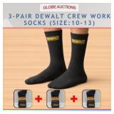 3-PAIR DEWALT CREW WORK SOCKS (SIZE:10-13)