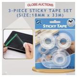 3-PIECE STICKY TAPE SET (SIZE:18mm x 33m)