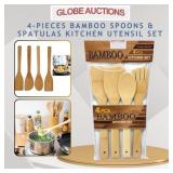 4-PCS BAMBOO SPOONS & SPATULAS KITCHEN UTENSIL SET