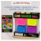 4-PACK CUBES SQUEEZE BALL, SUPER SOLID SQUISH