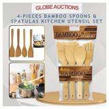 4-PCS BAMBOO SPOONS & SPATULAS KITCHEN UTENSIL SET
