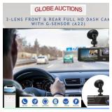 NEW 3-LENS CAR DVR DASH CAM, FRONT & REAR G-SENSOR