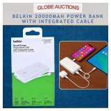 NEW BELKIN 20000mAh POWER BANK W/ INTEGRATED CABLE