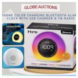 iHOME COLOR CHANGING BT ALARM CLOCK W/ FM RADIO