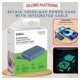 NEW BELKIN 10000mAh POWER BANK W/ INTEGRATD CABLES