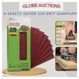6-SHEETS GATOR 220-GRIT SANDPAPER
