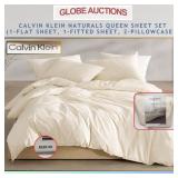 NEW CALVIN KLEIN NATURALS QUEEN SHEET SET_MSP:$220