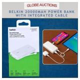 NEW BELKIN 20000mAh POWER BANK W/ INTEGRATED CABLE