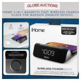 NEW iHOME 3-IN-1 MAGNETIC WIRELESS CHARGING CLOCK