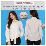 SANDRO PARIS PLEATED JACQUARD BOW TOP (MSP:$340)