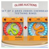 SET OF 2 ARIES ZODIES CHEWBEADS TEETHING RINGS