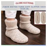 LEMON KNITED TURN CUFF SLIPPER SOCKS (SIZE:M)