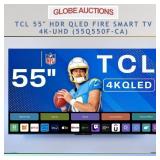 55' TCL HDR QLED FIRE SMART TV, 4K-UHD (MSP:$599)