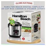 NEW HAMILTON BEACH RICE COOKER & STEAMER,20-CUP
