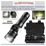 NEW RECHARGEABLE ZOOMABLE LED COB FLASHLIGHT+CASE