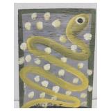 Original Mose T painting GREEN SNAKE on wood