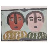 Original Mose T painting 2 PEOPLE on wood