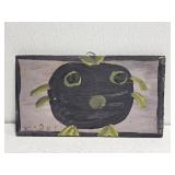 Original Mose T Painting of Black Chicken on Wood