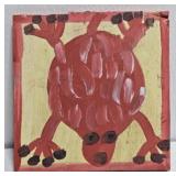 Original Mose T Red Lizard Painting on Wood