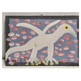 Original Mose T White Bird Painting on Wood