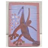 Original Mose T Red & Blue Bird Painting on Wood