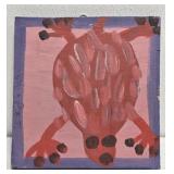 Original Mose T Red Lizard Painting on Wood