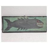 Original Mose T Black Fish Painting on Wood