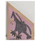 Original Mose T Black Bird Painting on Wood