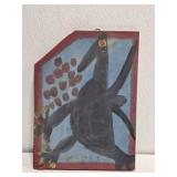 Original Mose T Black Bird Painting on Wood