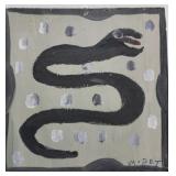 Original Mose T painting BLACK SNAKE on wood