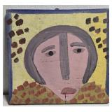 Original Mose T Painting of Woman on Wood