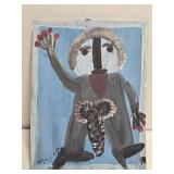 Original Mose T Vulgar Painting of Man on Wood