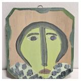 Original Mose T Painting of Green Woman on Wood
