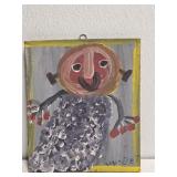 Original Mose T Painting of Person on Wood