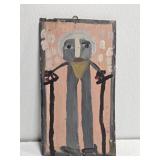 Original Mose T Painting of Old Man on Wood
