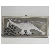Original Mose T White Bird Painting on Wood