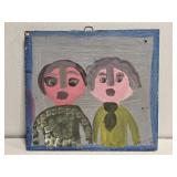 Original Mose T Painting of Two People on Wood