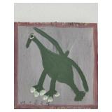 Original Mose T painting GREEN DRAGON on wood