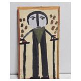 Original Mose T Painting of Man with Canes on Wood