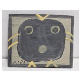 Original Mose T Black Chicken Painting on Wood