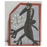 Original Mose T Black Bird Painting on Wood