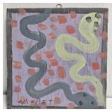 Original Mose T Double Snake Painting on Wood