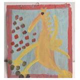 Original Mose T Yellow Bird Painting on Wood