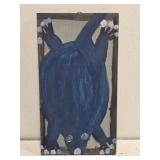 Original Mose T Painting of Blue Animal on Wood