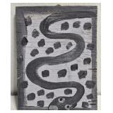 Original Mose T Black Snake Painting on Wood