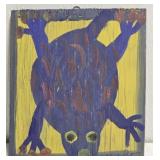 Original Mose T Blue Lizard Painting on Wood