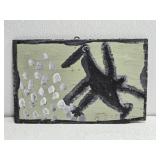 Original Mose T Black Bird Painting on Wood